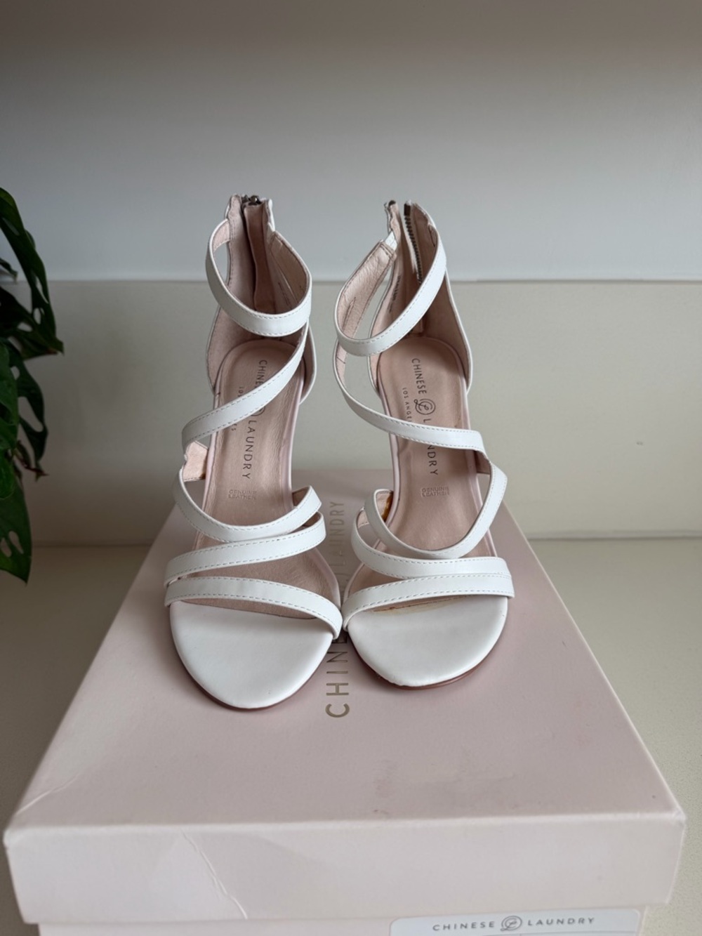 Chinese Laundry White Strappy Stiletto Heels - Picture 2 of 7